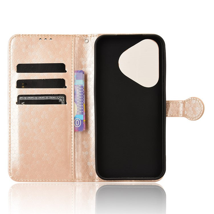 For Huawei Pura 70 Case PU Leather Dots Pattern Wallet Purse Phone Cover - Rose Gold