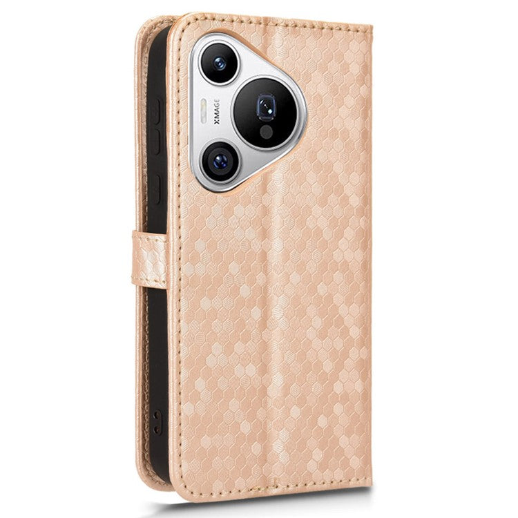 For Huawei Pura 70 Case PU Leather Dots Pattern Wallet Purse Phone Cover - Rose Gold