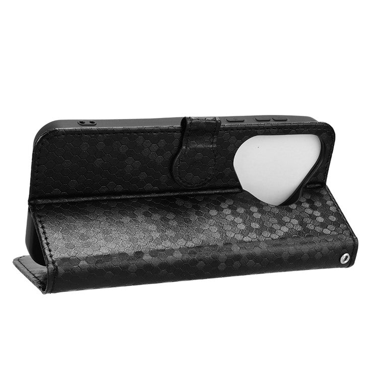 For Huawei Pura 70 Case PU Leather Dots Pattern Wallet Purse Phone Cover - Black