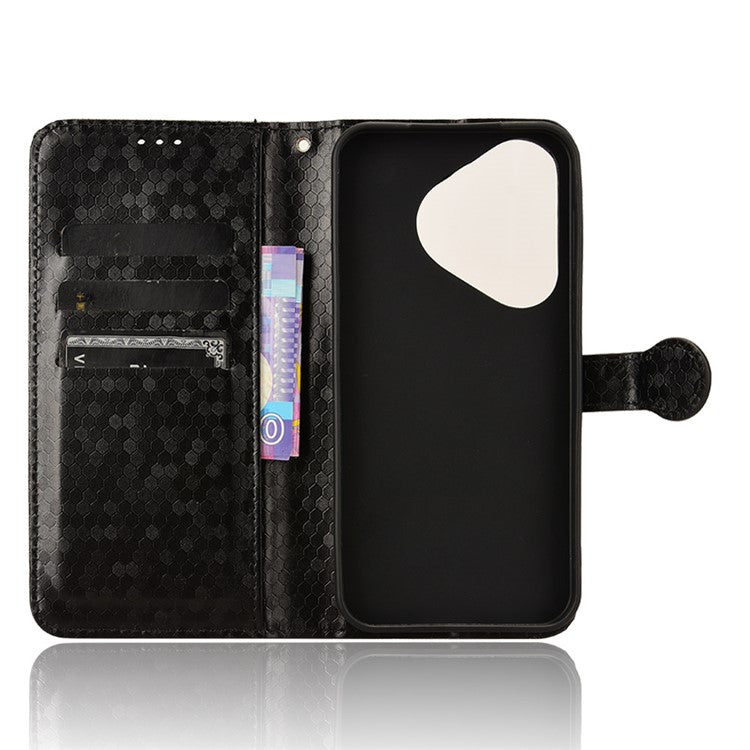 For Huawei Pura 70 Case PU Leather Dots Pattern Wallet Purse Phone Cover - Black