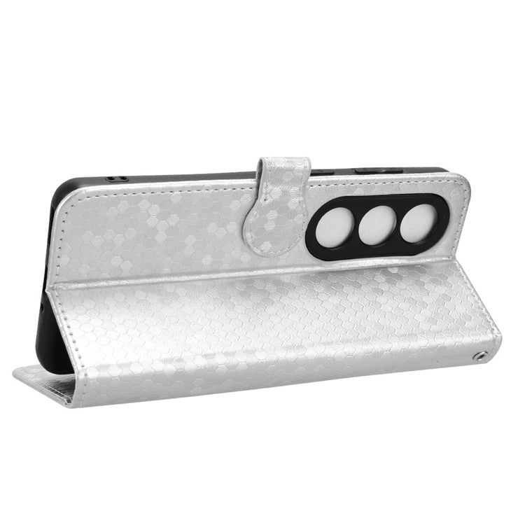 For OnePlus Ace 3V 5G Case Card Holder Dots Pattern Magnetic Phone Cover - Silver