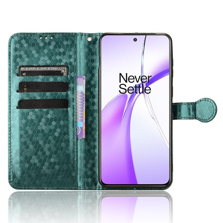 For OnePlus Ace 3V 5G Case Card Holder Dots Pattern Magnetic Phone Cover - Green