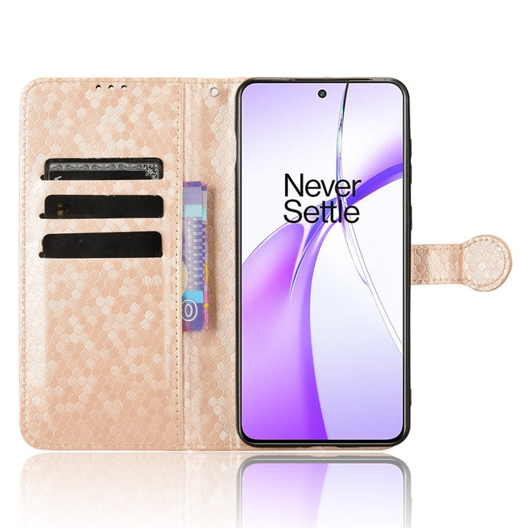 For OnePlus Ace 3V 5G Case Card Holder Dots Pattern Magnetic Phone Cover - Rose Gold