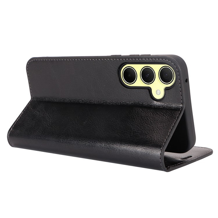 For Samsung Galaxy A35 5G Case Crazy Horse Texture Split Leather Stand Phone Cover - Black