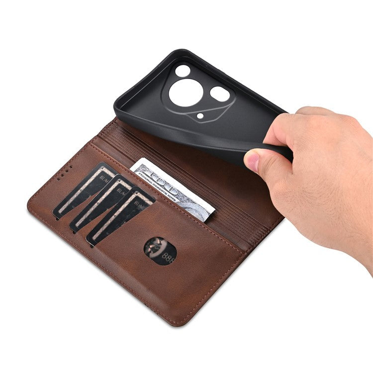AZNS For Huawei Pura 70 Ultra Case PU Leather Magnetic Closure Shockproof Flip Phone Cover - Coffee