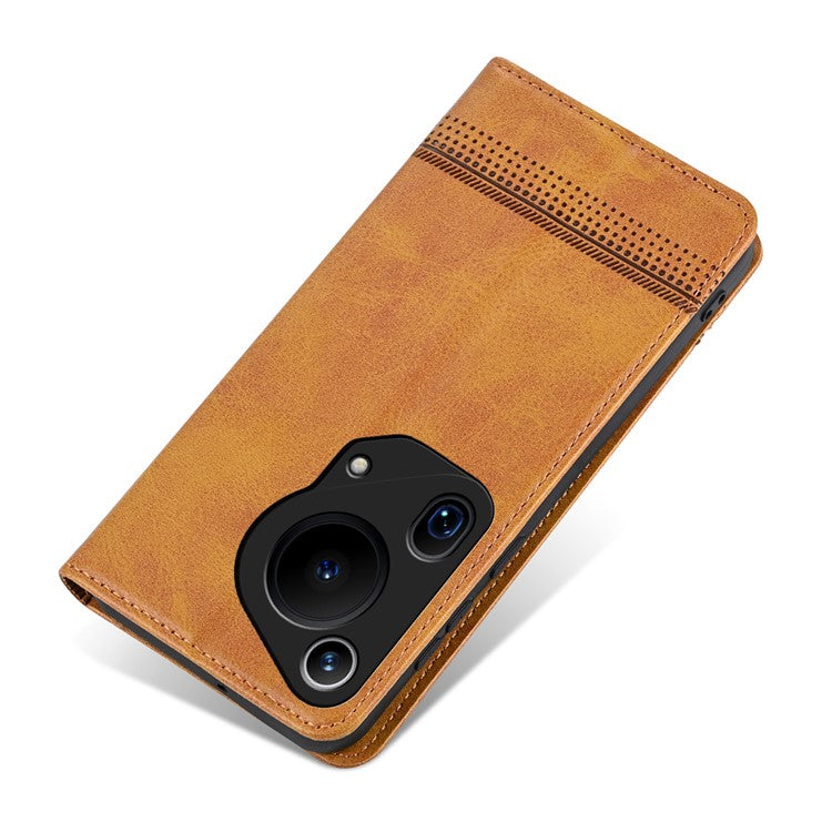 AZNS For Huawei Pura 70 Ultra Case PU Leather Magnetic Closure Shockproof Flip Phone Cover - Brown