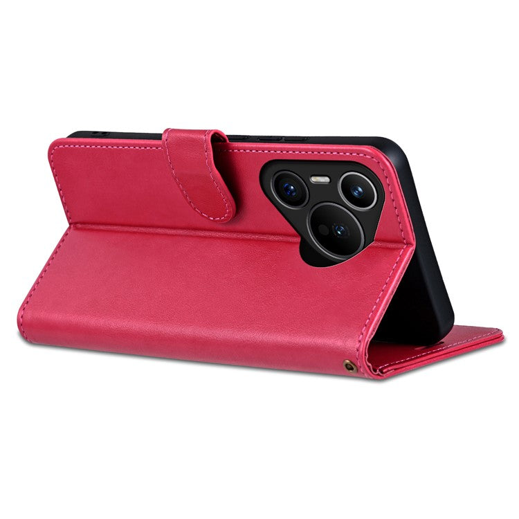 AZNS For Huawei Pura 70 Case Wallet Leather Scratch-proof Phone Cover with Magnetic Clasp - Red