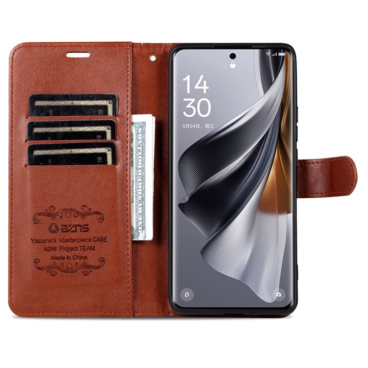 AZNS For Huawei Pura 70 Case Wallet Leather Scratch-proof Phone Cover with Magnetic Clasp - Brown
