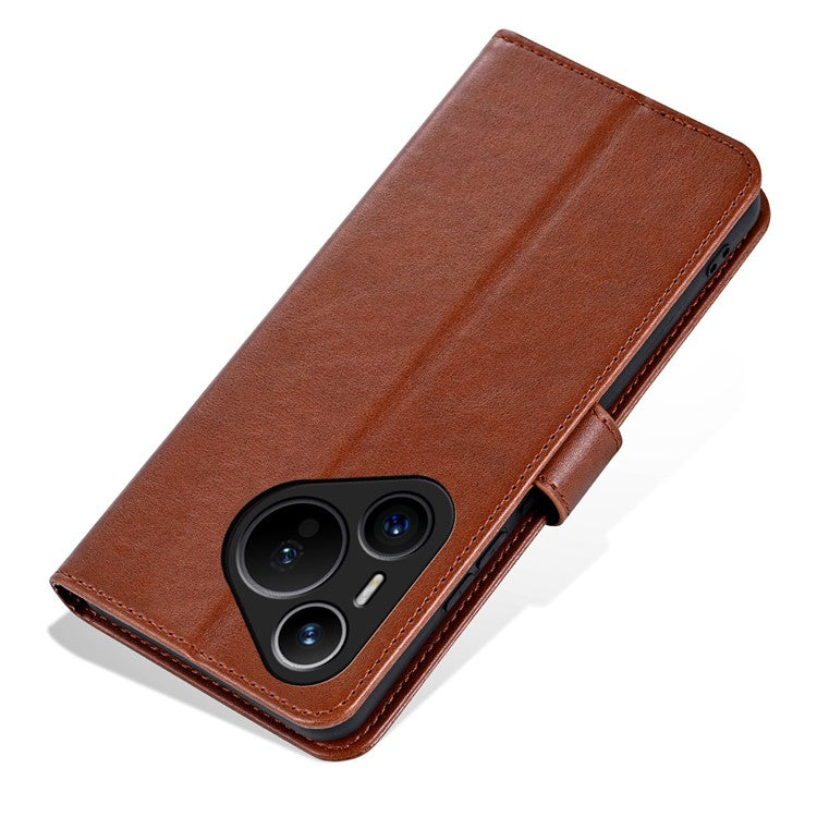 AZNS For Huawei Pura 70 Case Wallet Leather Scratch-proof Phone Cover with Magnetic Clasp - Brown