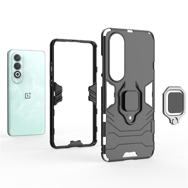 For OnePlus Nord CE4 5G Case Anti-drop PC+TPU Kickstand Shell Cell Phone Accessory Wholesale - Black
