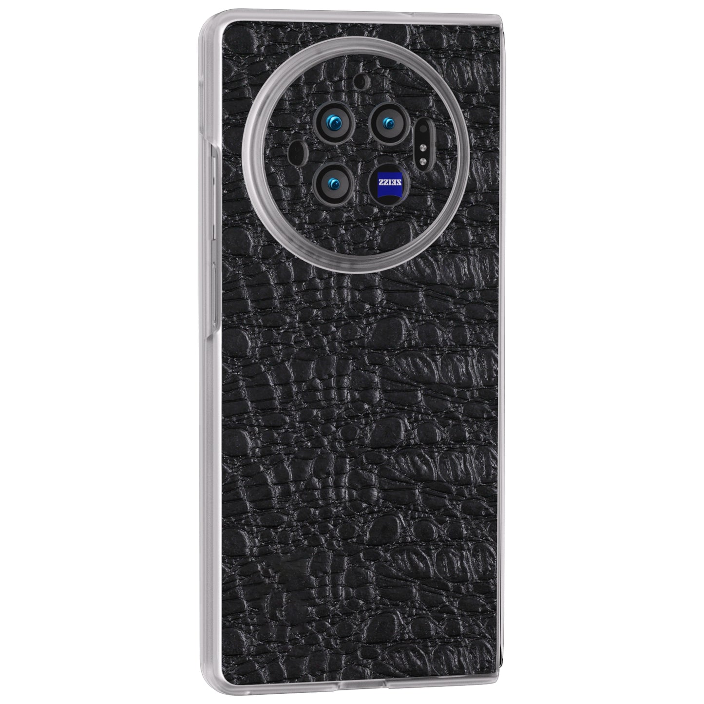 For vivo X Fold3 Case Texture Genuine Cow Leather+PC Phone Cover - Black