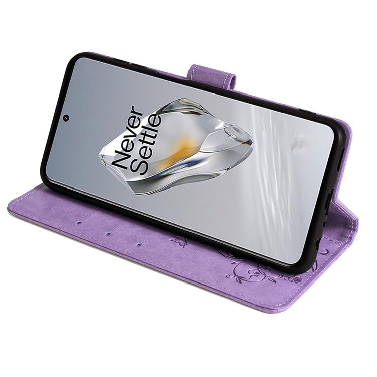For OnePlus 12 5G Case Butterfly Flower Folding Stand Leather Cover Mobile Wholesale Accessories - Purple