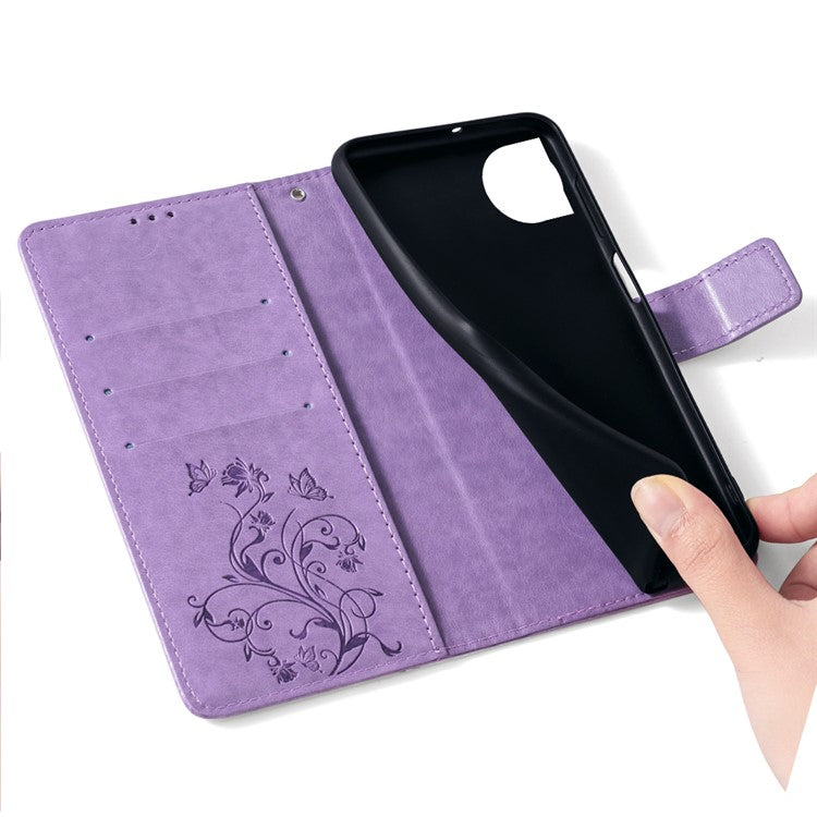 For OnePlus 12 5G Case Butterfly Flower Folding Stand Leather Cover Mobile Wholesale Accessories - Purple