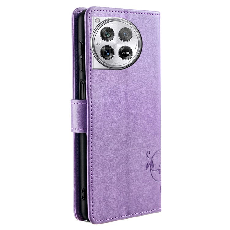 For OnePlus 12 5G Case Butterfly Flower Folding Stand Leather Cover Mobile Wholesale Accessories - Purple