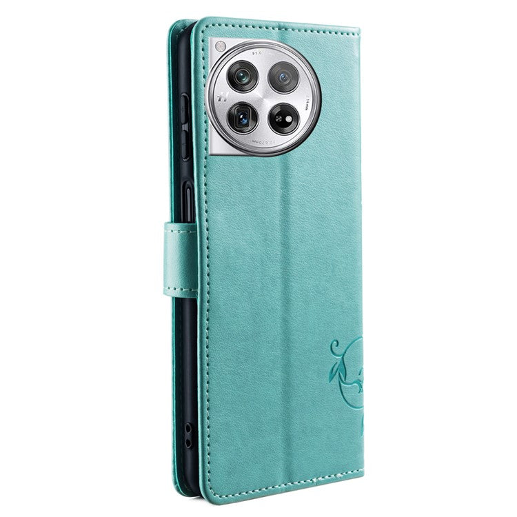 For OnePlus 12 5G Case Butterfly Flower Folding Stand Leather Cover Mobile Wholesale Accessories - Green