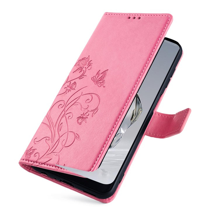 For OnePlus 12 5G Case Butterfly Flower Folding Stand Leather Cover Mobile Wholesale Accessories - Pink