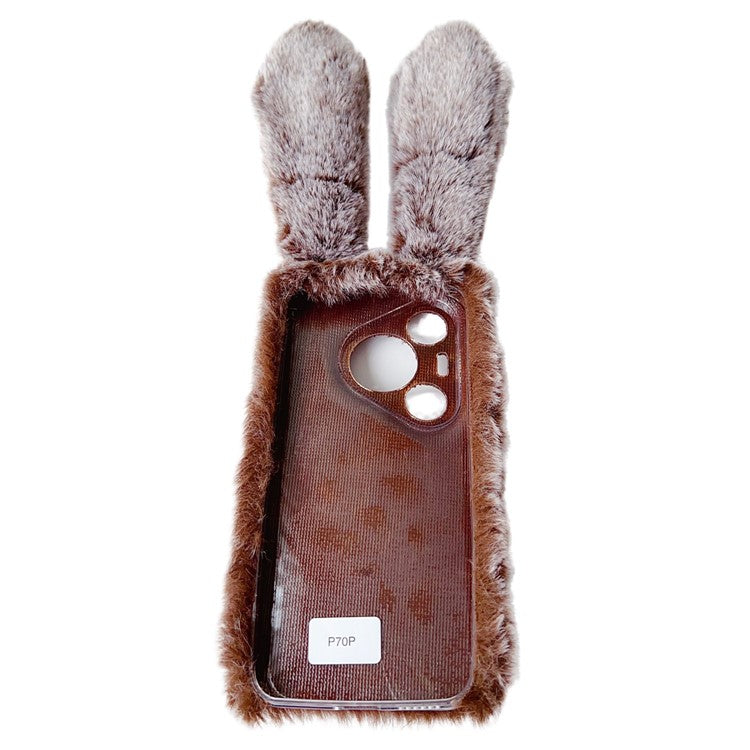 For Huawei Pura 70 TPU Case Plush Cute Rabbit Design Cover Cell Phone Accessory Wholesale - White