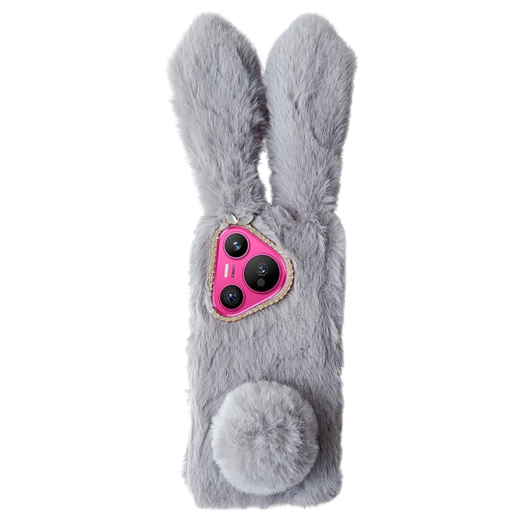 For Huawei Pura 70 TPU Case Plush Cute Rabbit Design Cover Cell Phone Accessory Wholesale - Grey