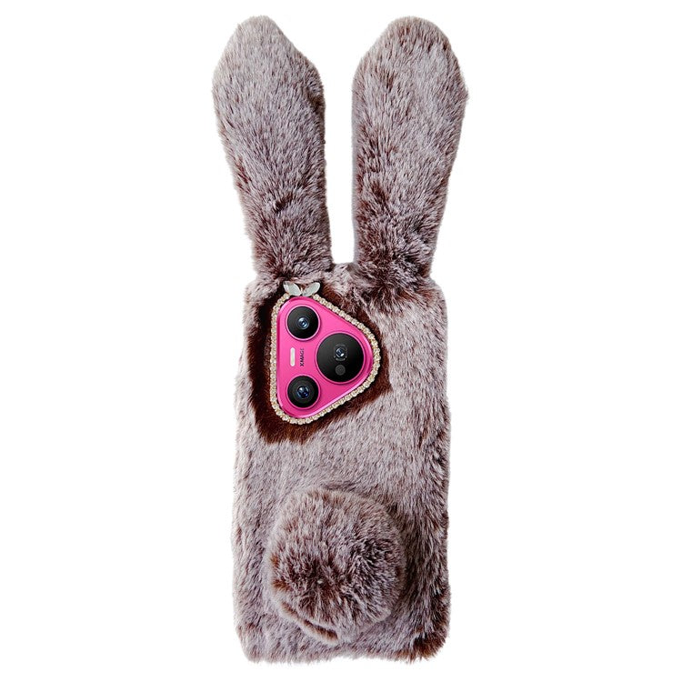 For Huawei Pura 70 TPU Case Plush Cute Rabbit Design Cover Cell Phone Accessory Wholesale - Brown