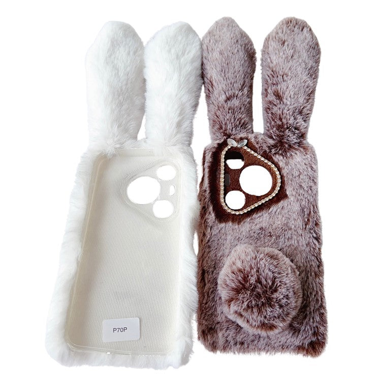 For Huawei Pura 70 TPU Case Plush Cute Rabbit Design Cover Cell Phone Accessory Wholesale - Black