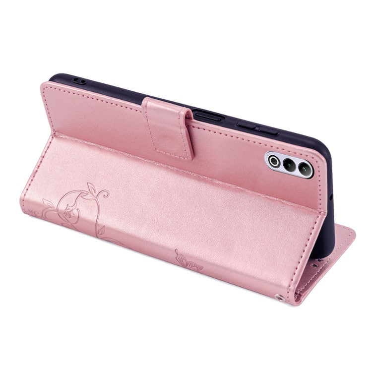 Wallet Case for OnePlus Ace 3V 5G Shell Butterfly Flower Leather Phone Cover with Hand Strap - Rose Gold