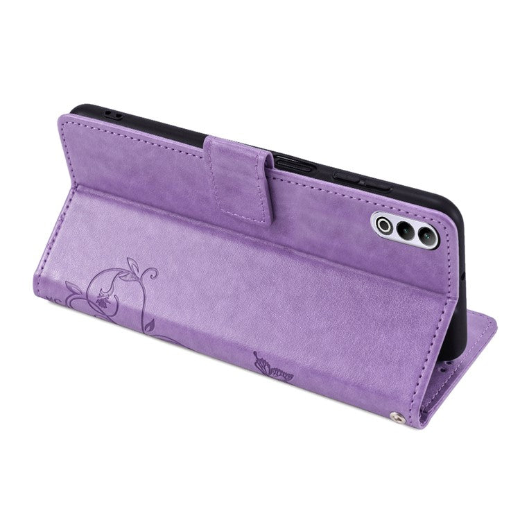 Wallet Case for OnePlus Ace 3V 5G Shell Butterfly Flower Leather Phone Cover with Hand Strap - Purple