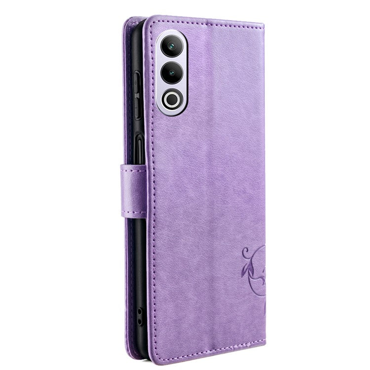 Wallet Case for OnePlus Ace 3V 5G Shell Butterfly Flower Leather Phone Cover with Hand Strap - Purple