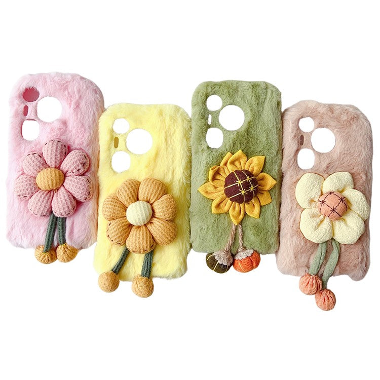 For Huawei Pura 70 Case Sunflower Fur Warm Plush TPU Phone Cover - Pink