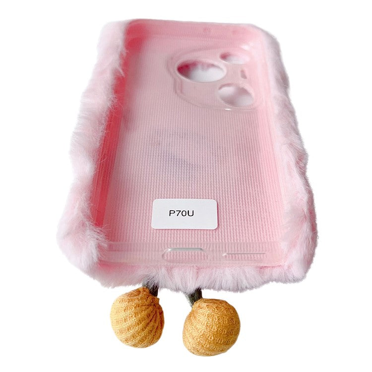 For Huawei Pura 70 Case Sunflower Fur Warm Plush TPU Phone Cover - Yellow