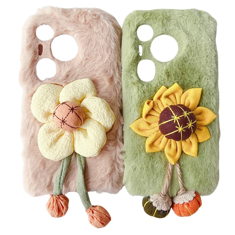 For Huawei Pura 70 Case Sunflower Fur Warm Plush TPU Phone Cover - Yellow