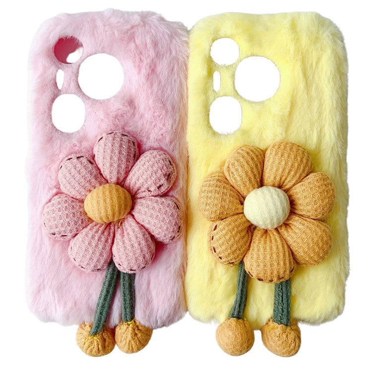 For Huawei Pura 70 Case Sunflower Fur Warm Plush TPU Phone Cover - Yellow