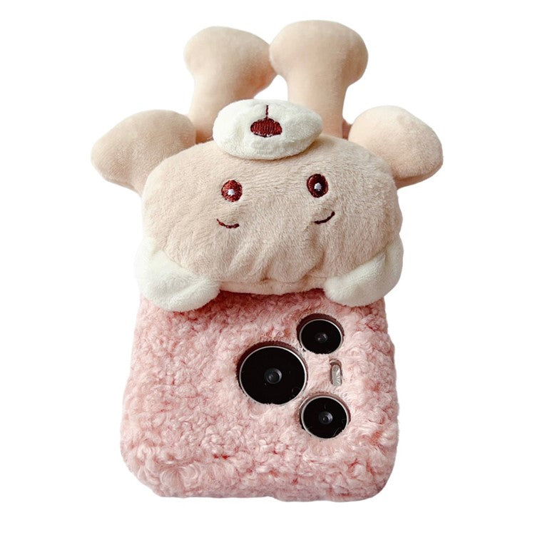 For Huawei Pura 70 Case Plush Bear Soft Fluff TPU Protective Phone Cover - Orange