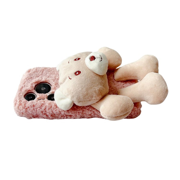 For Huawei Pura 70 Case Plush Bear Soft Fluff TPU Protective Phone Cover - Orange