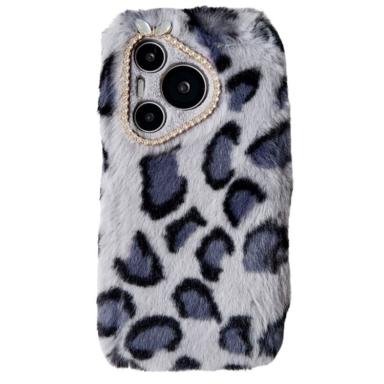For Huawei Pura 70 Case Leopard Print Plush TPU Phone Cover - Blue