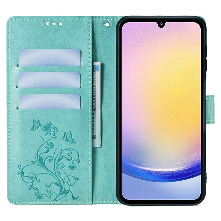 For Samsung Galaxy M23 5G / F23 5G Case Butterfly Flower PU Leather Stand Phone Cover - Green