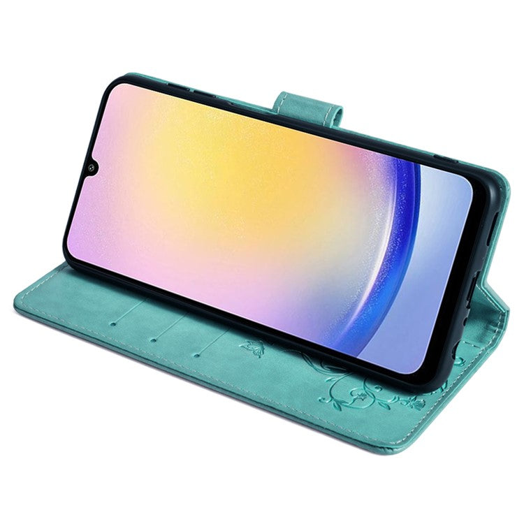 For Samsung Galaxy M23 5G / F23 5G Case Butterfly Flower PU Leather Stand Phone Cover - Green