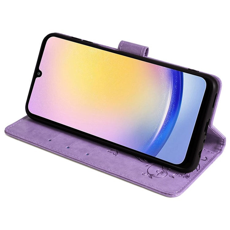 For Samsung Galaxy M23 5G / F23 5G Case Butterfly Flower PU Leather Stand Phone Cover - Purple
