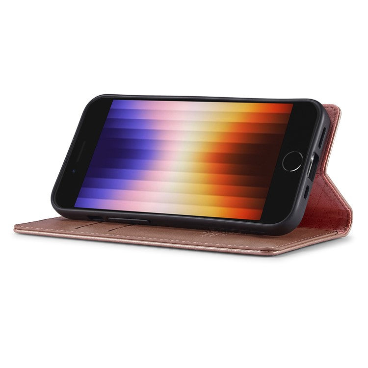 LC.IMEEKE For iPhone 16e Case Scratch-Proof Microfiber Leather Magnetic Closing Phone Cover - Rose Gold