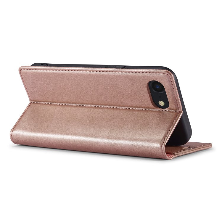 LC.IMEEKE For iPhone 16e Case Scratch-Proof Microfiber Leather Magnetic Closing Phone Cover - Rose Gold