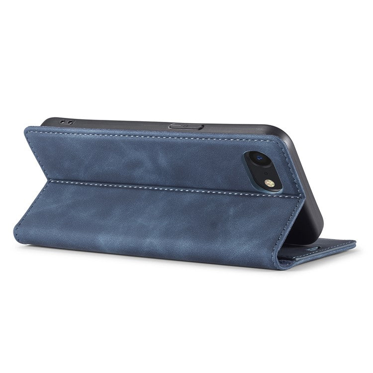 LC.IMEEKE For iPhone 16e Case Scratch-Proof Microfiber Leather Magnetic Closing Phone Cover - Blue