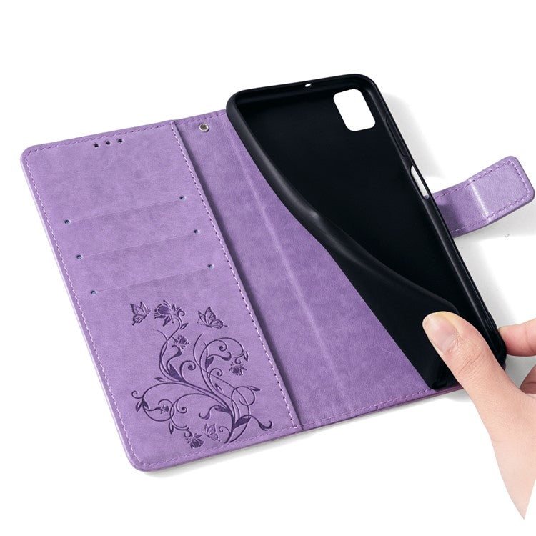 For Samsung Galaxy A72 5G / 4G Case Butterfly Flower PU Leather Cell Phone Shell Online Shopping Wholesale - Purple