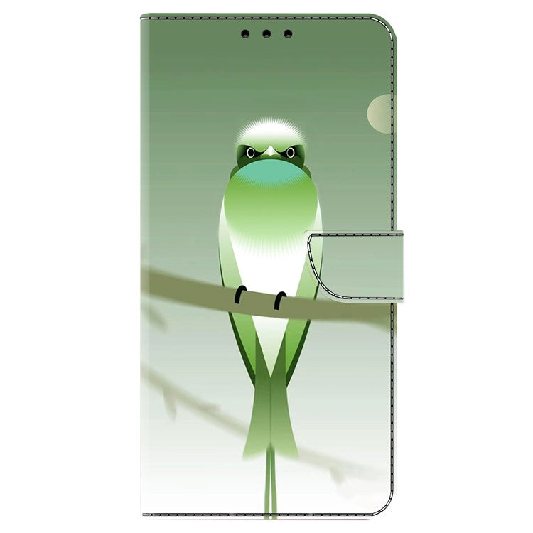 For Samsung Galaxy A52 4G / 5G / A52s 5G Case Pattern Printing Flip Folio Leather Phone Cover - Green Bird