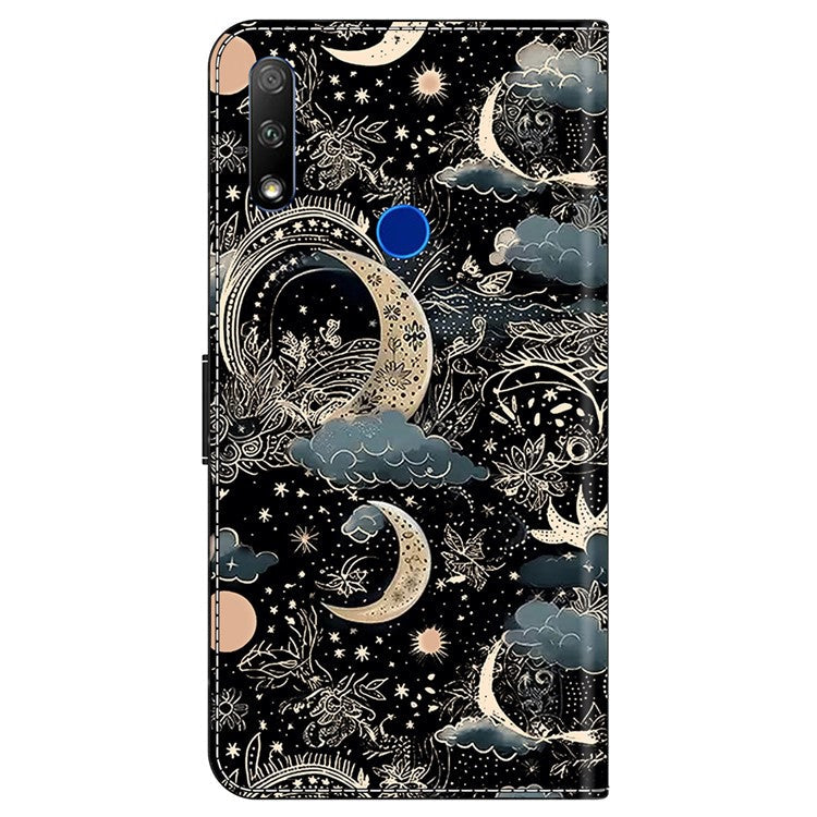 Cell Phone Case for Honor 9X Magnetic Closure Shell Wallet Wholesale Phone Cover - Moon