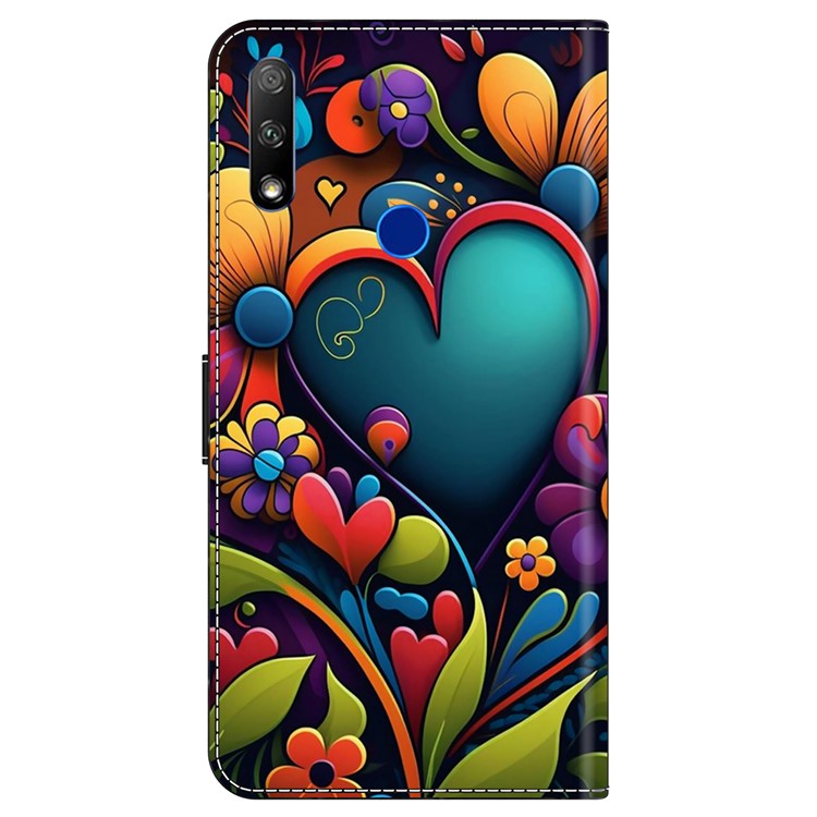 Cell Phone Case for Honor 9X Magnetic Closure Shell Wallet Wholesale Phone Cover - Paint Flower