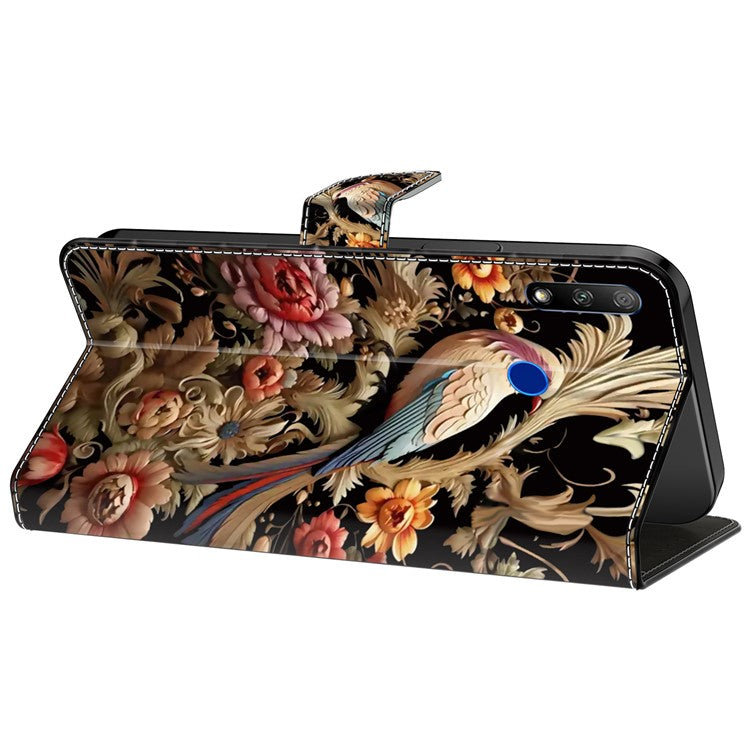 Cell Phone Case for Honor 9X Magnetic Closure Shell Wallet Wholesale Phone Cover - Vintage Flower and Bird