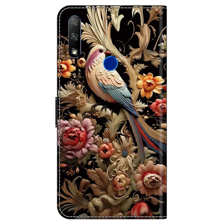 Cell Phone Case for Honor 9X Magnetic Closure Shell Wallet Wholesale Phone Cover - Vintage Flower and Bird