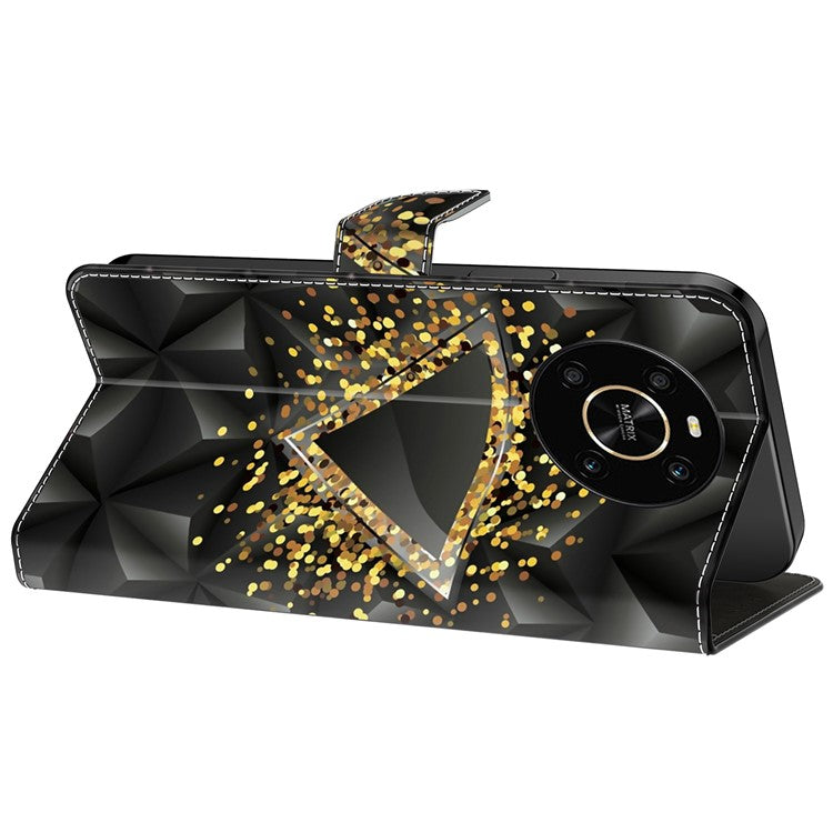For Honor X9 5G Scratch-Resistant Mobile Phone Case Shockproof Pattern Wallet Stand Cover - Rhombus