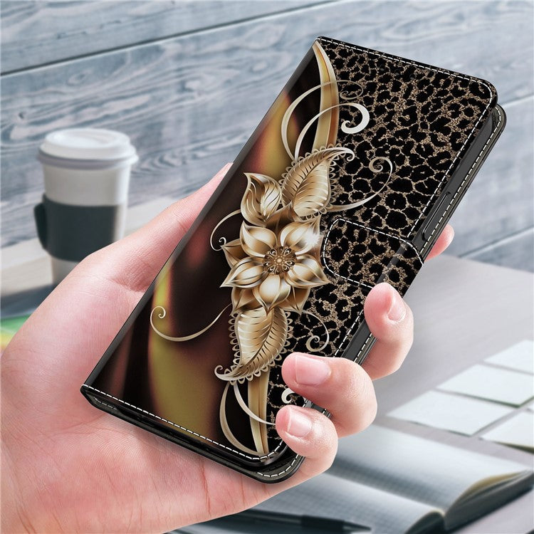For Honor X9 5G Scratch-Resistant Mobile Phone Case Shockproof Pattern Wallet Stand Cover - Metal Flower