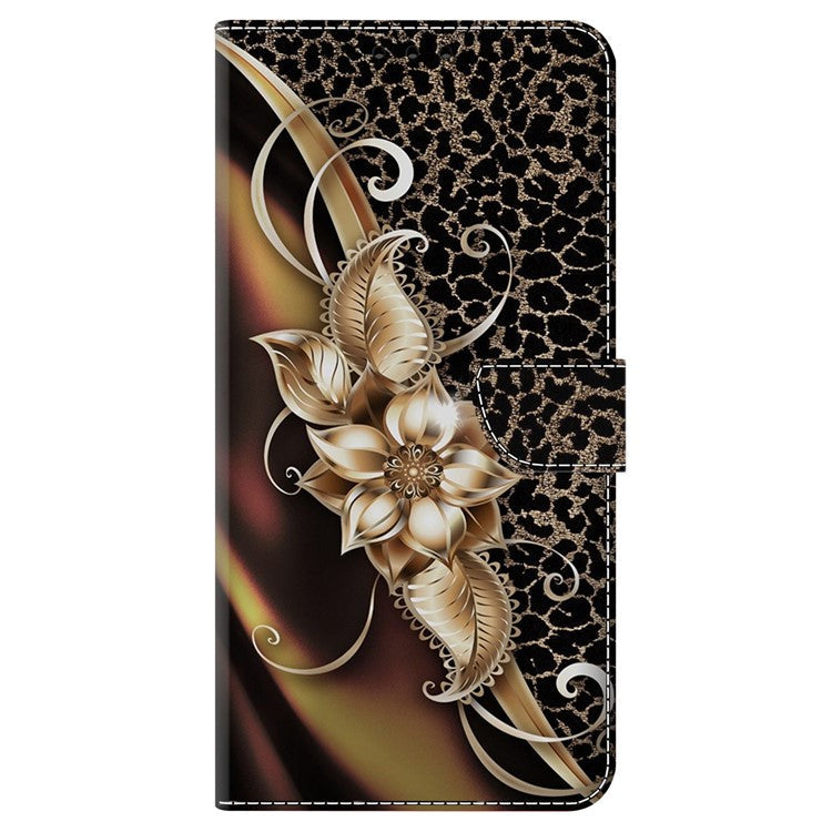 For Honor X9 5G Scratch-Resistant Mobile Phone Case Shockproof Pattern Wallet Stand Cover - Metal Flower