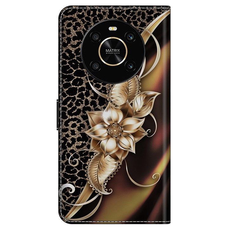 For Honor X9 5G Scratch-Resistant Mobile Phone Case Shockproof Pattern Wallet Stand Cover - Metal Flower